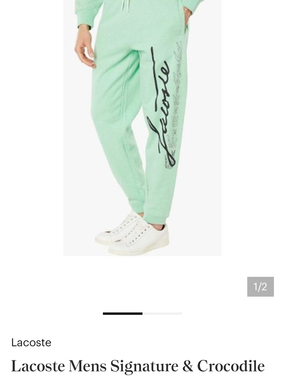 Lacoste Mint Green Sweatpants with Black Script Logo